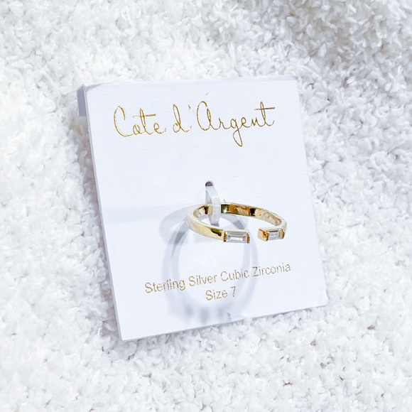 Cote d Argent Sterling Silver Gold Plated CZ Ring - Picture 2 of 5